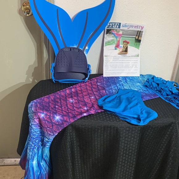 She Pretty Mermaid Tails with Mono Fin Sparkle Mermaid Swimsuit for Kid New - Picture 8 of 8